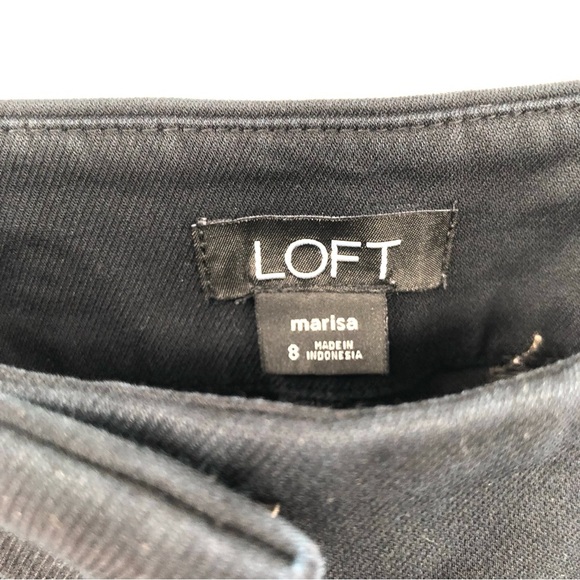 LOFT Marisa Pants Black Side Velvet Stripe Tuxedo Stripe Career Work Ankle Pant - Picture 6 of 8